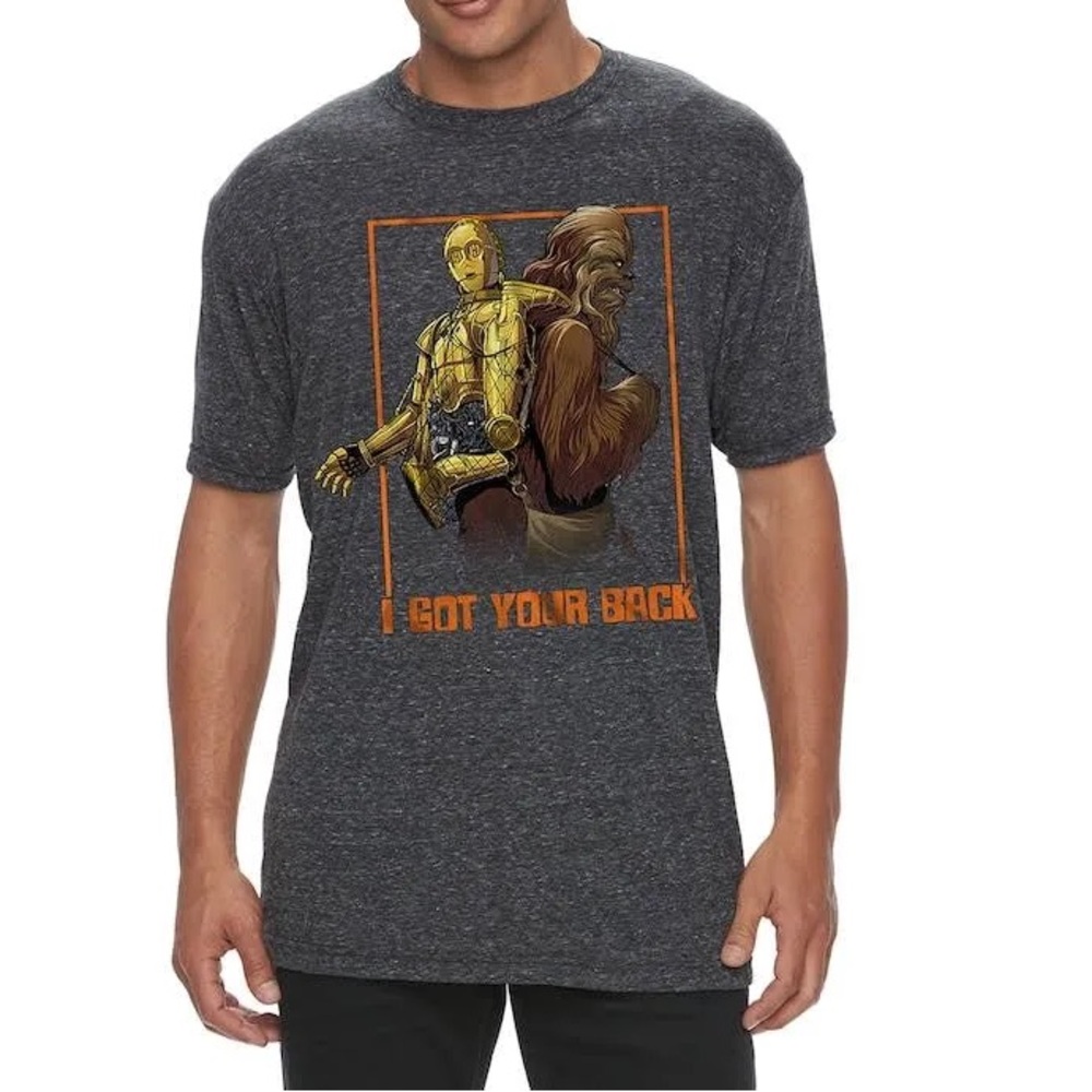 Star Wars C-3PO Chewbacca “I Got Your Back” Gray T-shirt Medium 40"